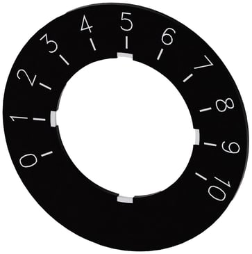 Potentiometeretiket, sort etiket, hvid skrifttype, 0-10 3SU1900-0BG16-0SA0