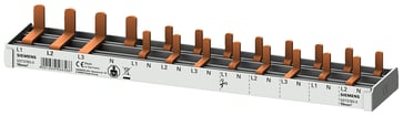 Compact Pin Busbar, 10mm2 connection: 3p/N (FI N-right) 1x RCCB 4-pole + 8x Compact device 1-pole 5ST3783-0