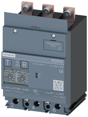 Fejlstrømsmodul RCD520 Basic RCD type A monteret på belastningsside nominel fejlstrøm 0.03-5A  tilbehør for: 3VA1 3VA9113-0RL20