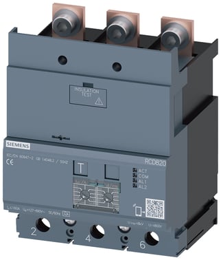 Fejlstrømsmodul RCD820 advanced RCD type A monteret på belastningsside nominel fejlstrøm 0.03-30A  tilbehør for: 3VA2 3VA9123-0RL30
