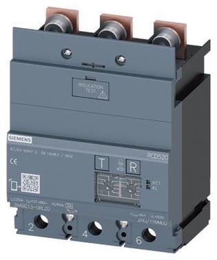 Fejlstrømsmodul RCD520 Basic RCD type A monteret på belastningsside nominel fejlstrøm 0.03-5A tilbehør for: 3VA1 3VA9213-0RL20