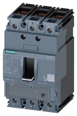 Circuit breaker 3VA1 IEC frame 160 breaking capacity class H Icu=70kA @ 415V 3-pole, starter protection TM120M, AM, In=100A 3VA1110-6MH36-0AA0