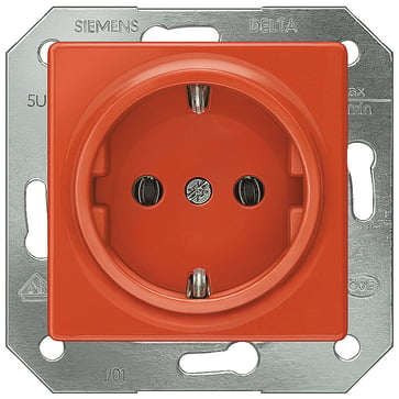 DELTA i-system orange (ZSV) SCHUKO stikkontakt 10/16 A 250 V Med skrueløs Tilslutningsklemmer dækplade 55 x 55 mm 5UB1513