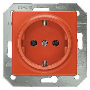 DELTA i-system orange (ZSV) SCHUKO stikkontakt 10/16 A 250 V Med skrueløs Tilslutningsklemmer dækplade 55 x 55 mm 5UB1513