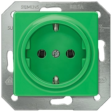 DELTA i-system grøn (SV) SCHUKO stikkontakt 10/16 A 250 V Med skrueløs Tilslutningsklemmer dækplade 55 x 55 mm 5UB1512