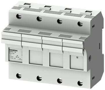 SENTRON, cylindrisk sikringsholder, 14 x 51 mm, 3P + N, indgang: 50 A, Un AC: 690 V 3NW7161