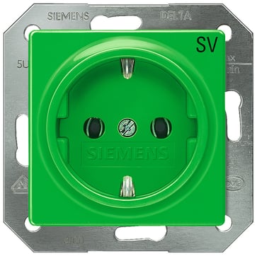 DELTA i-system grøn (SV) SCHUKO stikkontakt 10/16 A 250 V Med skrueløs Tilslutningsklemmer med mærkning "SV" dækplade 55 x 55 mm 5UB1910