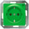 DELTA i-system grøn (SV) SCHUKO stikkontakt 10/16 A 250 V Med skrueløs Tilslutningsklemmer med mærkning "SV" dækplade 55 x 55 mm 5UB1910 miniature