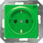 DELTA i-system grøn (SV) SCHUKO stikkontakt 10/16 A 250 V Med skrueløs Tilslutningsklemmer med mærkning "SV" dækplade 55 x 55 mm 5UB1910 miniature