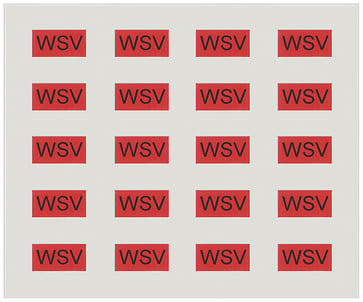 Mærkeark med 20 selvklæbende etiketter i rødt til mærkning af SCHUKO. 5UH1086