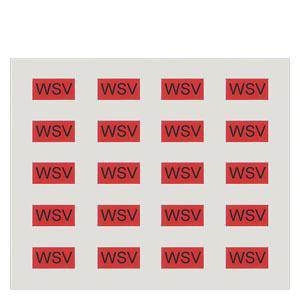 Mærkeark med 20 selvklæbende etiketter i rødt til mærkning af SCHUKO. 5UH1086