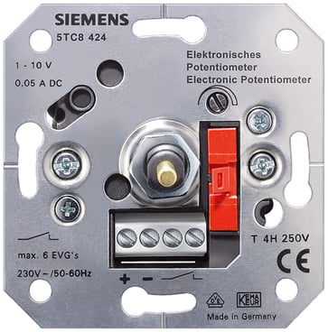 Elektronisk potentiometer med slukket trykknap 6 A FM, 1-10 V kontrolindgang 0,04 A skrueterminaler til klo- og skruemontering 5TC8424