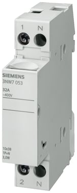SENTRON, cylindrisk sikringsholder, 8 x 32 mm, 1P + N, ind: 20 A, Un AC: 400 V 3NW7353