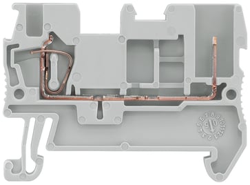 Hybrid gennemgående klemme, stik og fjederbelastet forbindelse, tværsnit 0,08-2,5 mm2, bredde 5,2 mm, farve: grå 8WH5100-2KF00