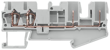 Hybrid gennemgående terminal, 4 forbindelsespunkter, stik og fjederbelastet forbindelse, tværsnit: 0,08-2,5 mm2, bredde: 5,2 mm, farve: grå 8WH5104-2MF00