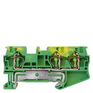 Beskyttelsesterminal med fjederbelastet forbindelse, 3 forbindelsespunkter, tværsnit: 0,5-4 mm2, bredde: 6,2 mm, farve: grøn-gul 8WH2003-0CG07