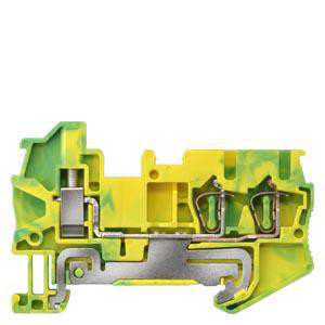 Hybrid PE-terminal Skrue og 2x fjederbelastet forbindelse Tværsnit: 0,08-2,5 mm2, Bredde: 5,2 mm, Farve: grøn-gul 8WH2103-3BF07