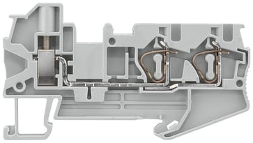 Hybrid gennemgående terminal Skrue og 2x fjederbelastet forbindelse Tværsnit: 0,08-4 mm2, Bredde: 5,2 mm, Farve: grå 8WH2103-2BG00