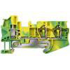 Hybrid PE-terminal Skrue og 2x fjederbelastet forbindelse Tværsnit: 0,08-4 mm2, Bredde: 5,2 mm, Farve: grøn-gul 8WH2103-3BG07