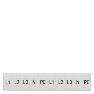 Indskriftsmærkat foran, med L1, L2, L3, PE, N, lodret, terminalbredde: ... 8WH8120-2AA15