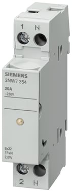 SENTRON, cylindrisk sikringsholder, 10 x 38 mm, 1P + N, ind: 32 A, Un AC: 690 V, ... 3NW7054