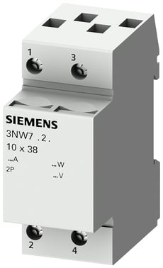 SENTRON, cylindrisk sikringsholder, 8 x 32 mm, 2-polet, indgang: 20 A, Un AC: 400 V, ... 3NW7324
