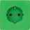 DELTA stil, grøn SCHUKO stikkontakt 10/16 A, 250V med øget berøringsbeskyttelsesdækplade 68 x 68 mm 5UB1835 miniature