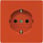 DELTA stil, rød SCHUKO stikkontakt 10/16 A, 250V med øget berøringsbeskyttelsesdækplade 68 x 68 mm 5UB1837 miniature