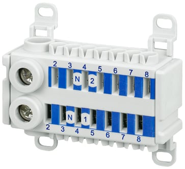 ALPHA 400-ZS N / N-terminal 14-polet, 2x 14 mm2 skrueterminaler 14x 4 mm2 plug-in-terminaler, vandret installation eller lodret på DIN-skinne, farve blå 8GS4034-4