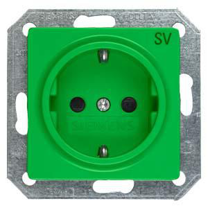 DELTA i-system SCHUKO stikkontakt med øget berøringsbeskyttelse med mærkning SV grøn, 55x 55 mm 5UB1900