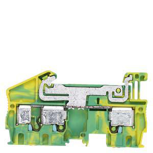 PE gennemgående klemme 4 mm2, 6,2 mm bredde grøn / gul 3 fastspændingspunkter 8WH6003-0CG07