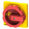 Roterende betjeningsmekanisme, vælgerkontakt rød / gul, til gulvmontering med fire huller, ... 3LD9224-3G miniature