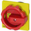 Roterende betjeningsmekanisme, rød / gul 66 x 66 mm montering på frontmontering monteret i hul i midten 22,5 mm. 3LD9344-3C