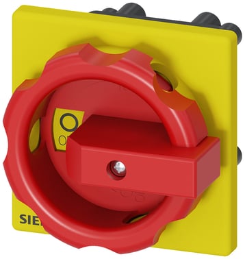 Roterende betjeningsmekanisme, rød / gul 66 x 66 mm montering på frontmontering monteret i hul i midten 22,5 mm. 3LD9344-5C