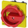 Roterende betjeningsmekanisme, rød / gul 66 x 66 mm montering på frontmontering monteret i hul i midten 22,5 mm. 3LD9344-5C