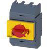 Afbryder 16A, størrelse 01, 3-polet Center foran betjeningsmekanisme Komplet enhed med direkte betjeningsmekanisme rød / gul Box terminal 3KD0133-2KG20-3
