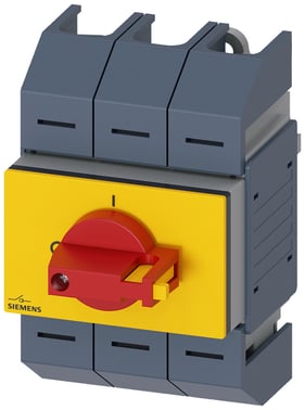 Afbryderafbryder 63A, størrelse 02, 3-polet Center foran til betjeningsmekanisme Komplet enhed med direkte betjeningsmekanisme rød / gul Box terminal 3KD0333-2LG20-3