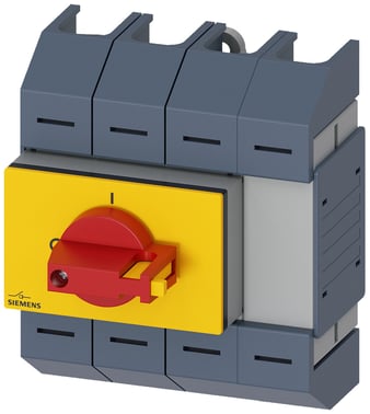 Afbryderafbryder 63A, størrelse 02, 4-polet Center foran til betjeningsmekanisme Komplet enhed med direkte betjeningsmekanisme rød / gul Box terminal 3KD0343-2LG20-3
