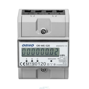 Orno kWh måler LCD Blue b/light 3F kl.1 MID OR-WE-520