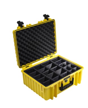 OUTDOOR case in yellow with padded partition inserts 475x350x200 mm Volume: 32,6 L Model: 6000/Y/RPD 70515613