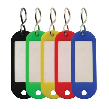 Key tags in plastic with S-type keyring (5x2 Pcs. assorted colors) 20327205