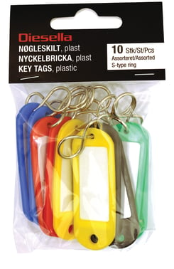 Key tags in plastic with S-type keyring (5x2 Pcs. assorted colors) 20327205