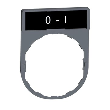 Harmony legend holder in color plated grey 30x40 mm for Ø22 mm pushbuttons with an 8x27 mm legend with the text "O-I" ZBY2178C0