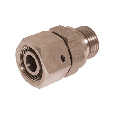 24° Adjustable straight fitting Ø22 L, with o-ring, 3/4 BSPP flat FKM seal, stainless 26902212