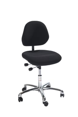Office chair with EUROMATIC seat mechanism and easy-running castors - black wool 61302022