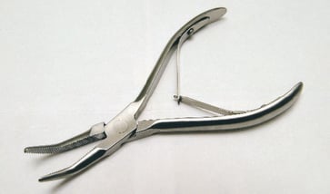 5" Pliers w/ Bent Serated Jaws w/ Spring Loaded Handle, Steritool Stainless Steel 4610122SS