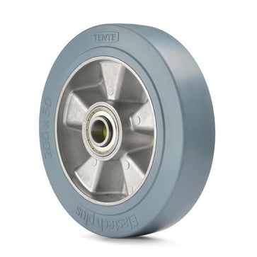 Tente Løs hjul, grå elastisk gummi, Ø250x50 mm, Ø25xNL60 DIN-kugleleje(2-20 mic) Byggehøjde: 250 mm. Driftstemperatur:  -20°/+85° 00836073