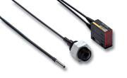 Fiberoptisk sensor, gennemgående bjælke, dia 2mm hoved med linse, langdistance, standard R25 fiber, 2m kabel E32-T22L 2M 182521