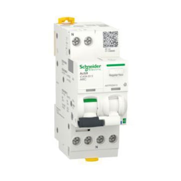 Active arc fault detection circuit breaker, Acti9 iC40N ARC, 1P+N, 13A, B curve, 6000A A9TPDD613