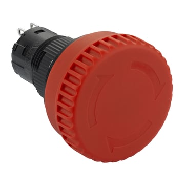 Harmony Ø16 mm nødstop med Ø32 mm paddehoved i rød farve med drej/træk for at frigøre og 2xNC XB6ETN521P